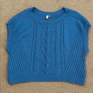 Anthropologie Pilcro Oversized Cable Knit Sweater Vest XL Blue Academia